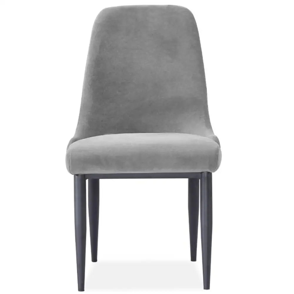 Eva Dining Chair Set of 6 Fabric Seat with Metal Frame - Grey - Furniture > Dining