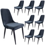 Eva Dining Chair Set of 8 Fabric Seat with Metal Frame - Charcoal - Furniture > Dining