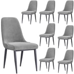Eva Dining Chair Set of 8 Fabric Seat with Metal Frame - Grey - Furniture > Dining