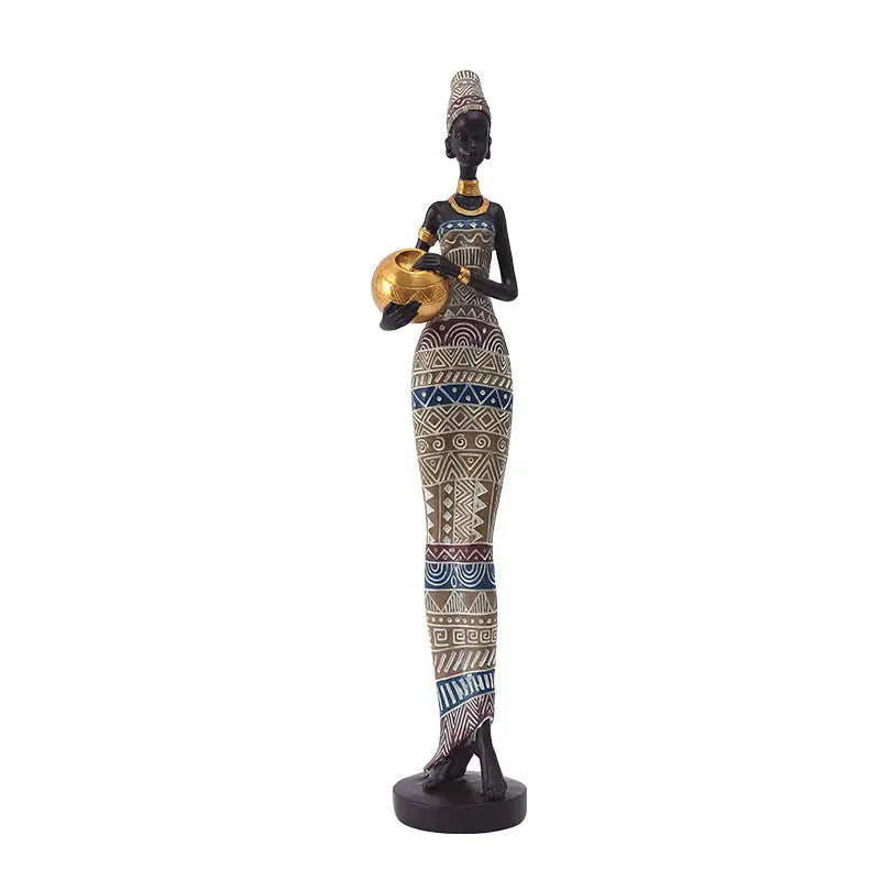 Exotic African Woman Figurine – Elegant Resin Sculptures for Home Decor - Home & Garden > Decor > Vases & Table Decor
