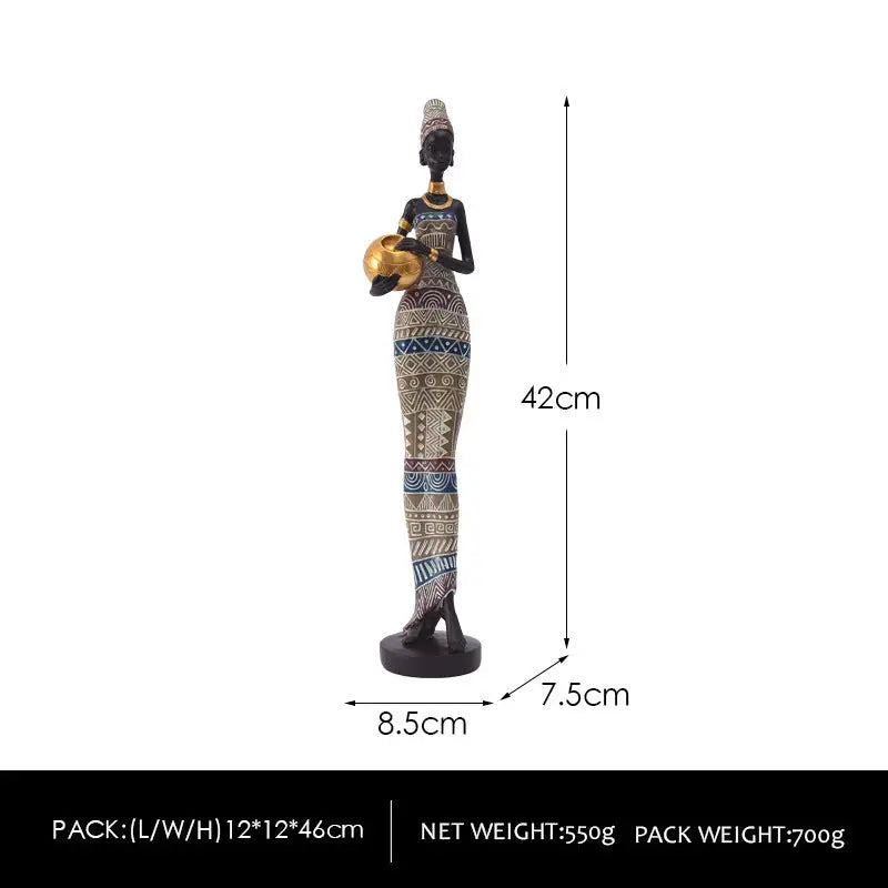 Exotic African Woman Figurine – Elegant Resin Sculptures for Home Decor - Home & Garden > Decor > Vases & Table Decor