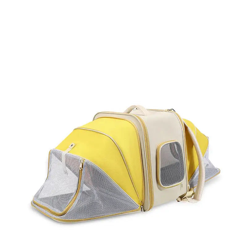 Expandable Pet Carrier Backpack for Cats & Small Dogs - Breathable Mesh Multiple Entrances(yellow) - Pet Care > Dog