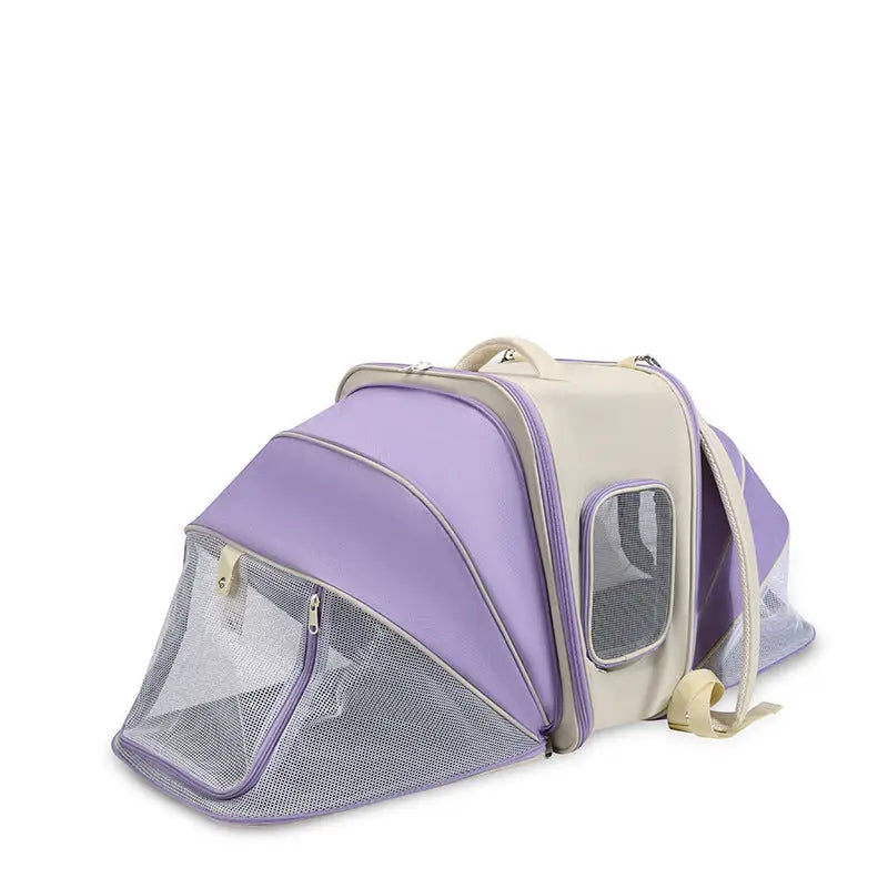 Expandable Pet Carrier Backpack for Cats & Small Dogs - Breathable Mesh Multiple Entrances(Purple) - Pet Care > Dog