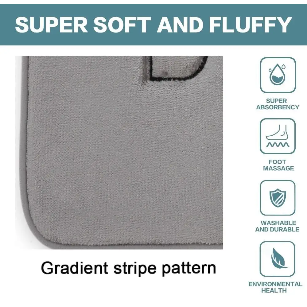 Extra Thick Memory Foam & Super Comfort Bath Rug Mat for Bathroom (60 x 40 cm Grey) - Home & Garden > Bathroom