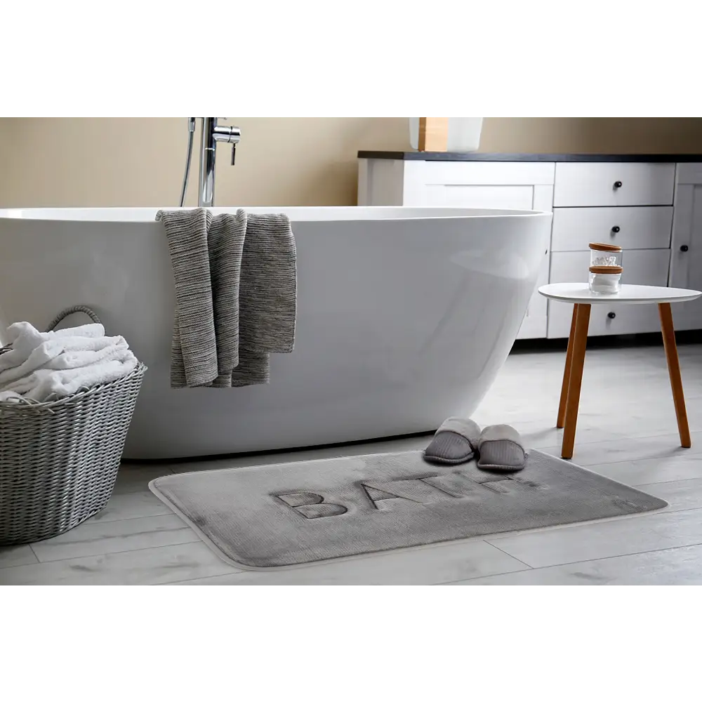 Extra Thick Memory Foam & Super Comfort Bath Rug Mat for Bathroom (60 x 40 cm Grey) - Home & Garden > Bathroom
