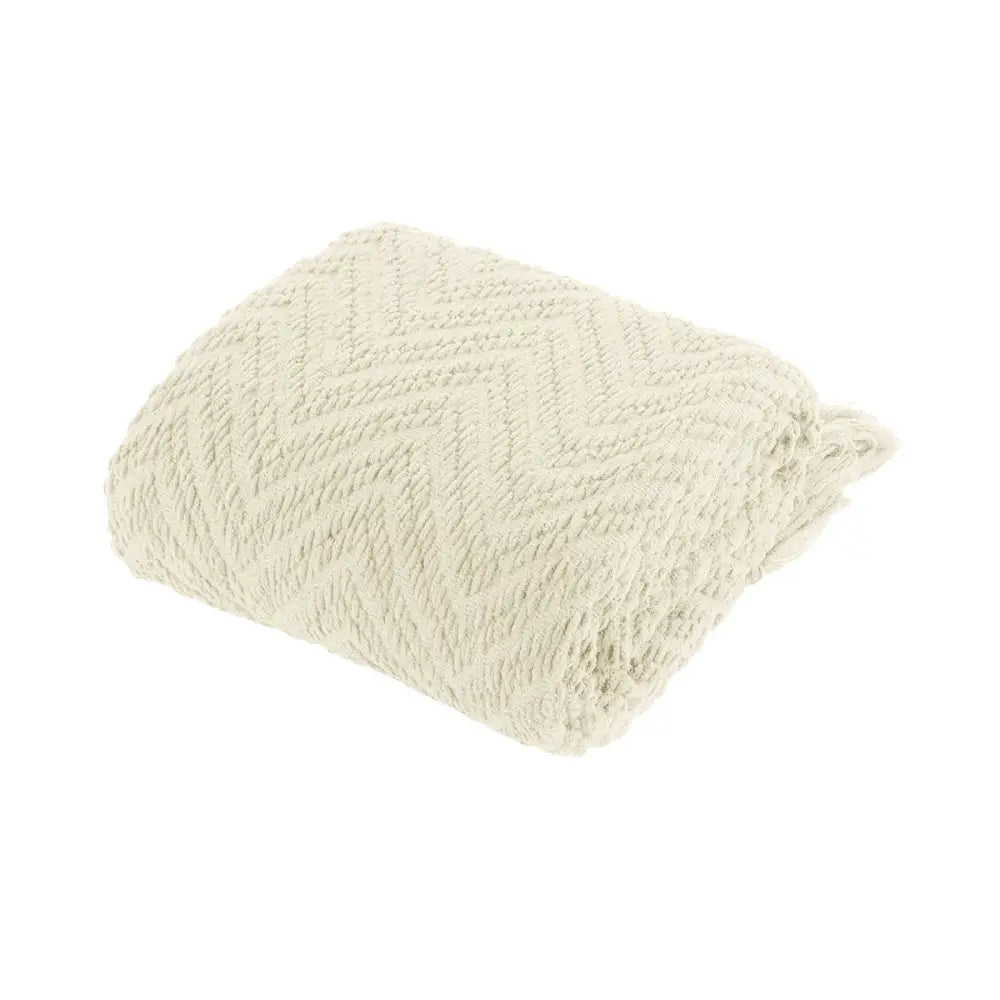 Ezra Cream Knitted Throw Rug - Home & Garden > Bedding