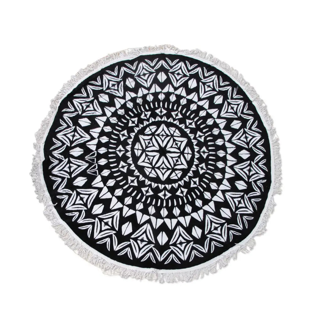 Ezra Hexagon 100% Cotton Round Beach Towel - Home & Garden > Bathroom Accessories