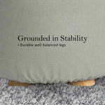 Fabric Ottoman Round Wooden Leg Foot Stool - GREY - Furniture > Living Room