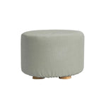 Fabric Ottoman Round Wooden Leg Foot Stool - GREY - Furniture > Living Room