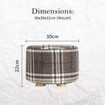 Fabric Ottoman Round Wooden Leg Foot Stool - LATTICE - Furniture > Living Room