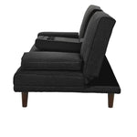Fabric Sofa Bed with Cup Holder 3 Seater Lounge Couch - Charcoal - Furniture > Bar Stools & Chairs > Arm Chairs &