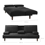 Fabric Sofa Bed with Cup Holder 3 Seater Lounge Couch - Charcoal - Furniture > Bar Stools & Chairs > Arm Chairs &