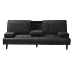 Fabric Sofa Bed with Cup Holder 3 Seater Lounge Couch - Charcoal - Furniture > Bar Stools & Chairs > Arm Chairs &