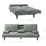 Fabric Sofa Bed with Cup Holder 3 Seater Lounge Couch - Light Grey - Furniture > Bar Stools & Chairs > Arm Chairs &