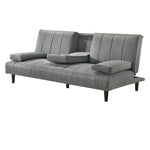 Fabric Sofa Bed with Cup Holder 3 Seater Lounge Couch - Light Grey - Furniture > Bar Stools & Chairs > Arm Chairs &