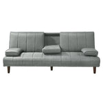 Fabric Sofa Bed with Cup Holder 3 Seater Lounge Couch - Light Grey - Furniture > Bar Stools & Chairs > Arm Chairs &