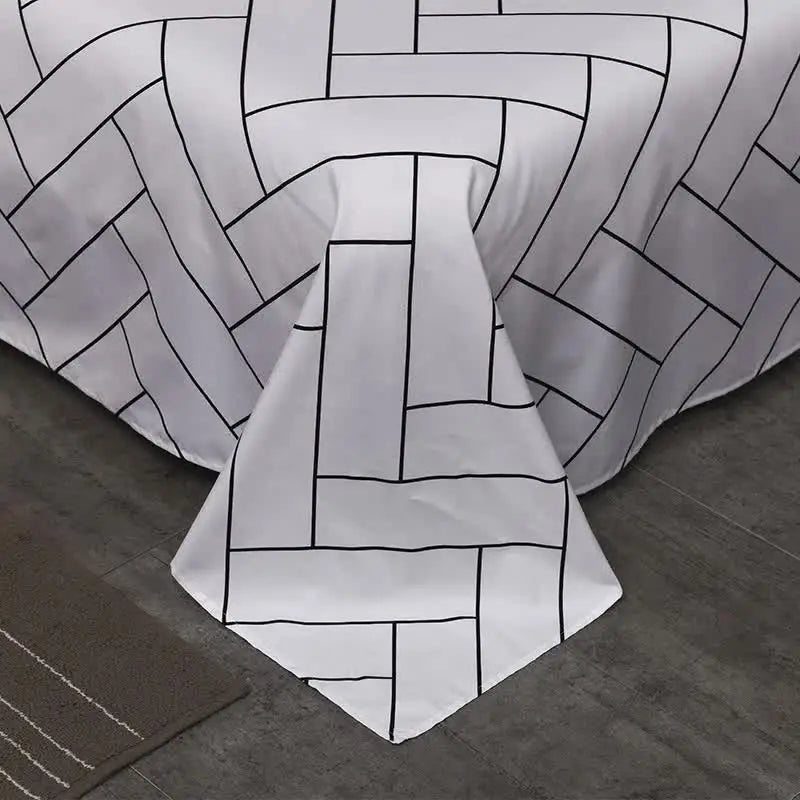 Face Line Graffiti Pattern 3-Piece Polyester Duvet Cover Set with 2 Pcs Pillowcases - Elegant Bedding Machine Washable
