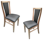 Fairmont 2pc Set Dining Chair PU Leather Seat Padded Back Solid Oak Timber Wood - Furniture > Dining