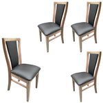 Fairmont 4pc Set Dining Chair PU Leather Seat Padded Back Solid Oak Timber Wood - Furniture > Dining