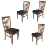 Fairmont 4pc Set Dining Chair PU Leather Seat Slat Back Solid Oak Timber Wood - Furniture > Dining