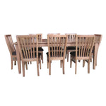 Fairmont 9pc Set 210cm Dining Table Chair PU Leather Seat Slat Back Oak Wood - Furniture > Dining