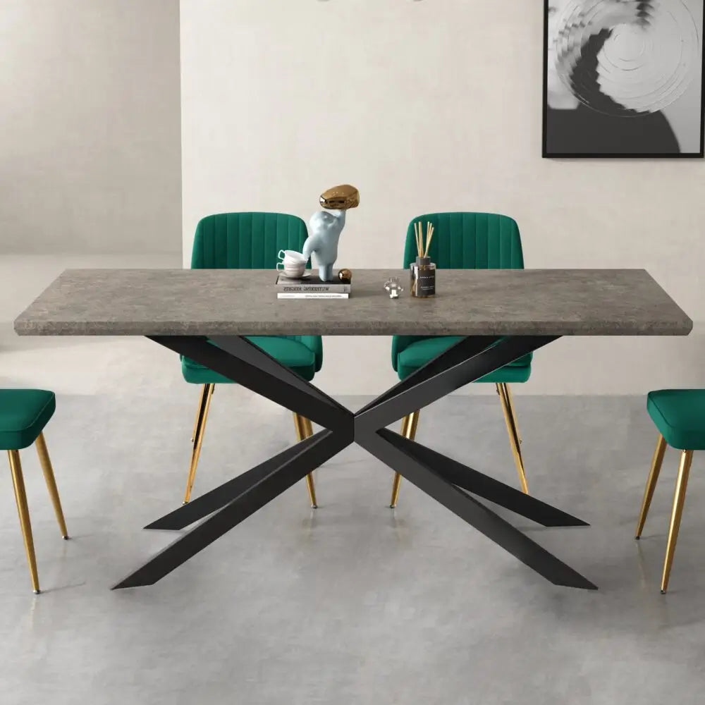 Falcon Rectangular Dining Table MDF Marbling - Furniture > Dining > Dining Tables