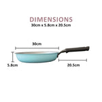 Fanjini Stone Frypan Frying Pan 28cm Non-Stick Induction Ceramic Round PURE SKY BLUE - Home & Garden > Kitchenware