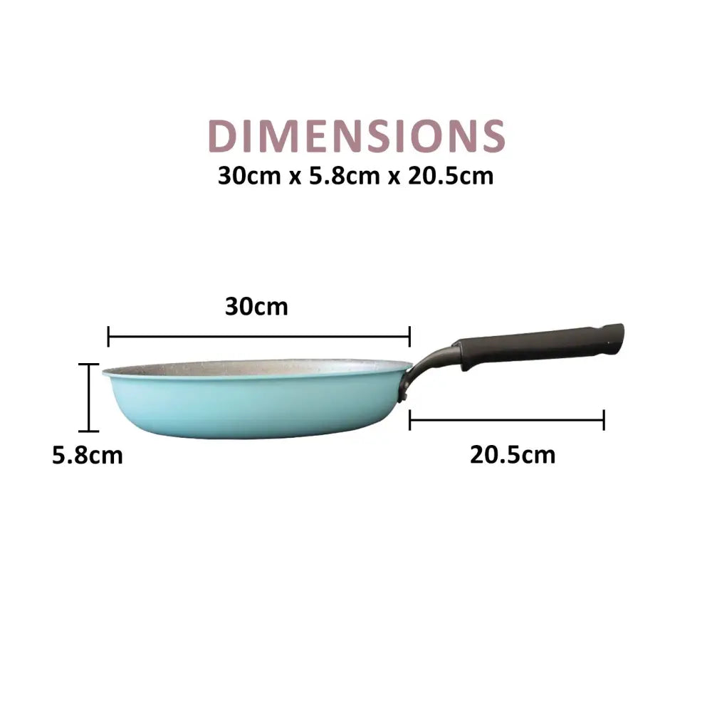 Fanjini Stone Frypan Frying Pan 28cm Non-Stick Induction Ceramic Round PURE SKY BLUE - Home & Garden > Kitchenware