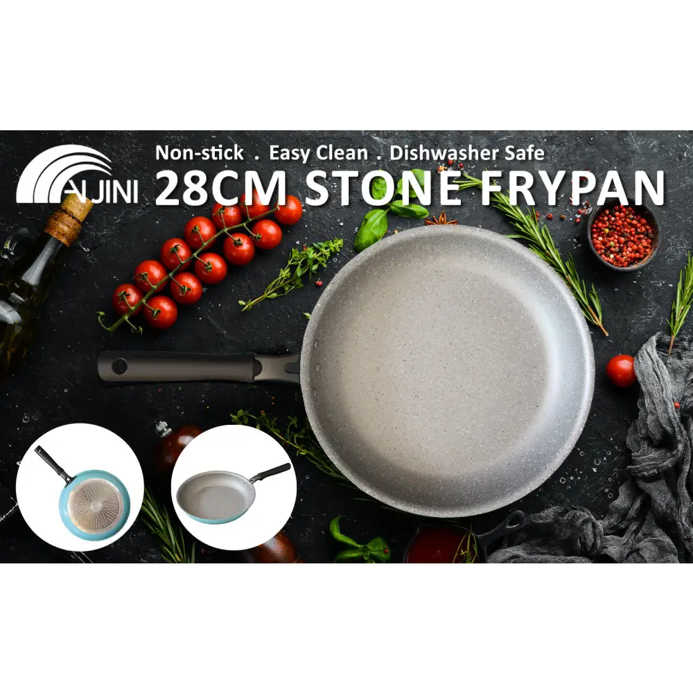 Fanjini Stone Frypan Frying Pan 28cm Non-Stick Induction Ceramic Round PURE SKY BLUE - Home & Garden > Kitchenware