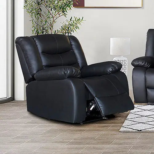 Fantasy Recliner Pu Leather 1R Black - Furniture > Living Room