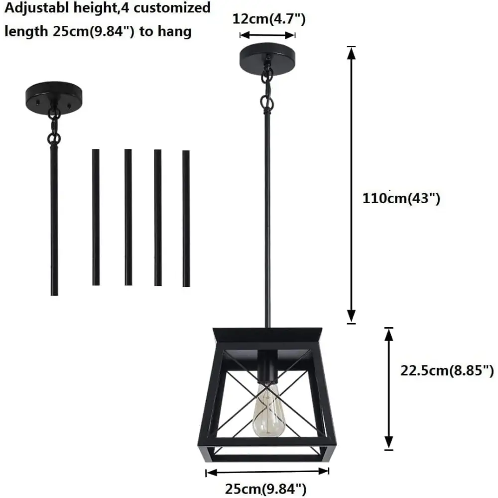 Farmhouse Pendant Light Rustic Lantern Chandelier Black - Home & Garden > Lighting