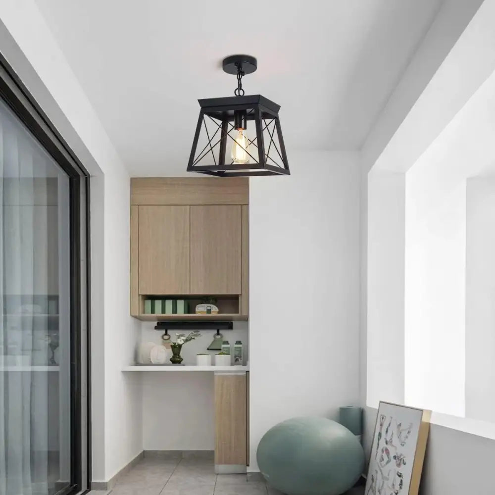 Farmhouse Pendant Light Rustic Lantern Chandelier Black - Home & Garden > Lighting