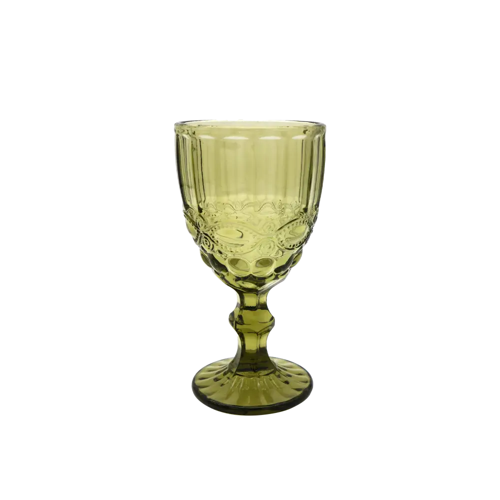 Faubourg Embossed Wine Glass - 310ml Green - Home & Garden > Decor