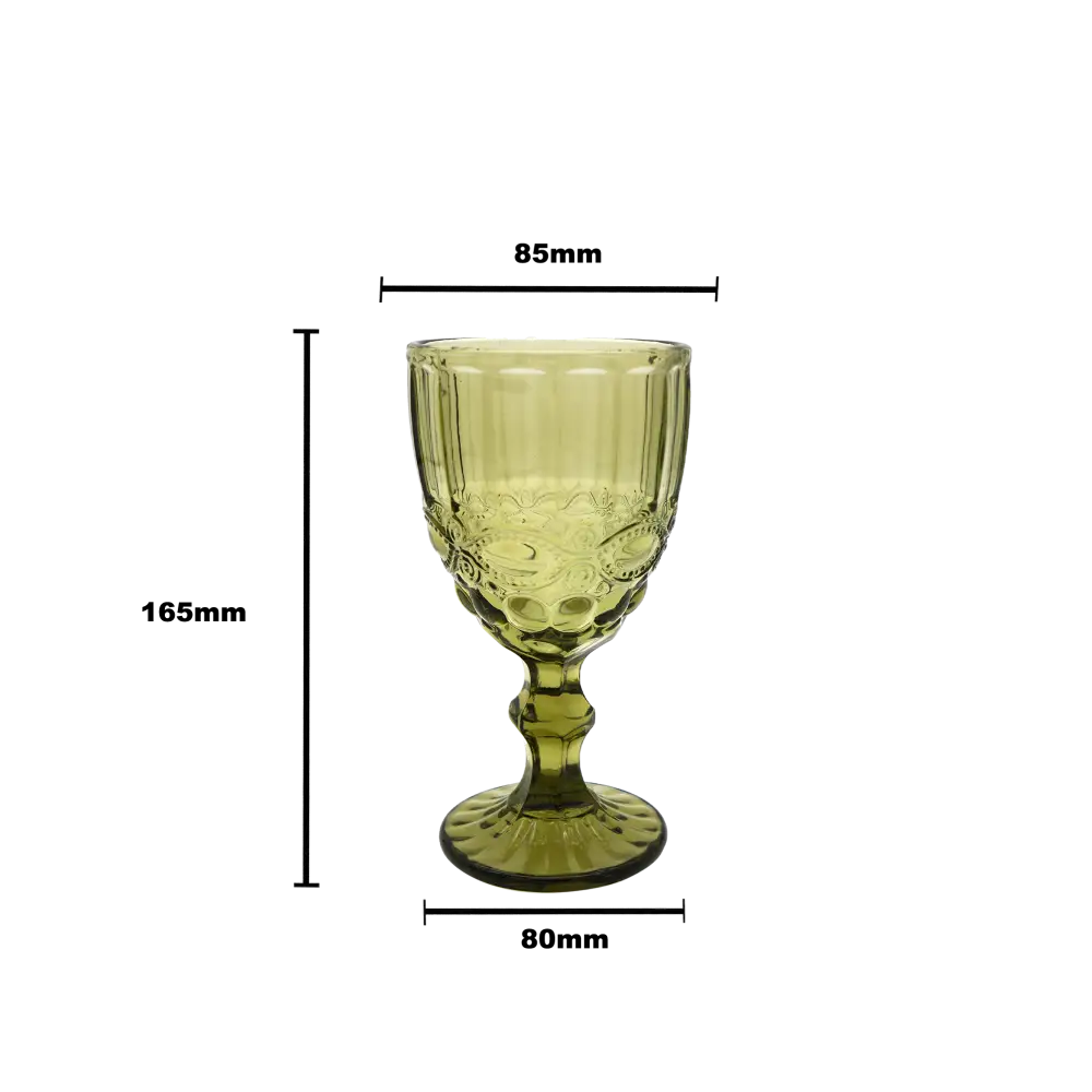 Faubourg Embossed Wine Glass - 310ml Green - Home & Garden > Decor