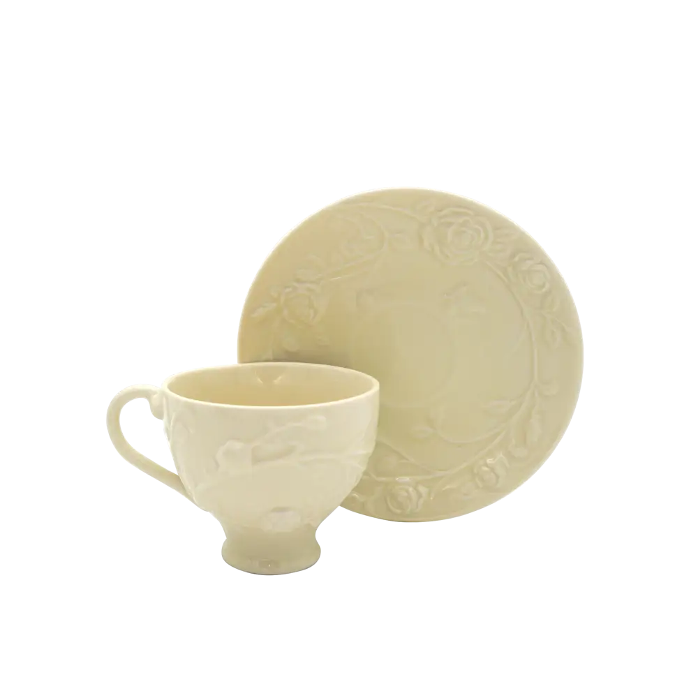Faubourg Rose Embossed Cup and Saucer - 250ml - Home & Garden > Decor