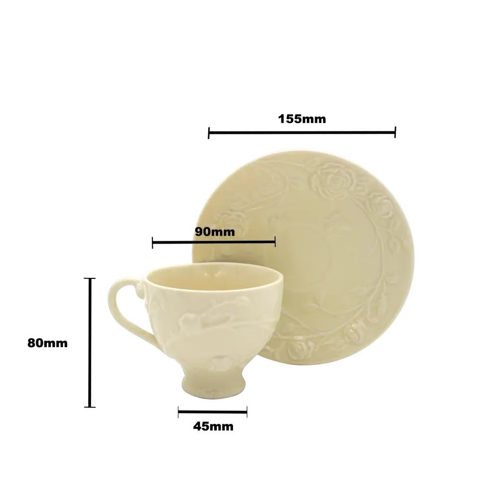 Faubourg Rose Embossed Cup and Saucer - 250ml - Home & Garden > Decor