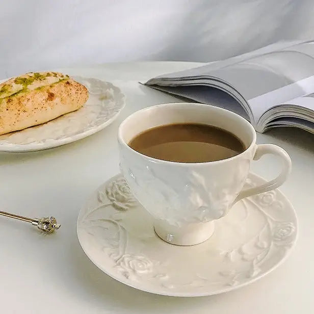 Faubourg Rose Embossed Cup and Saucer - 250ml - Home & Garden > Decor