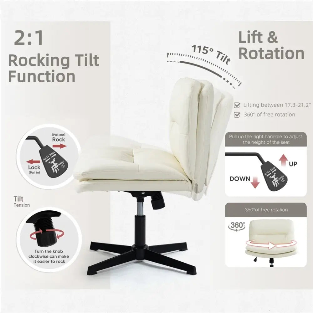 Faux Leather Home Office Chair -Beige - Furniture > Bar Stools & Chairs