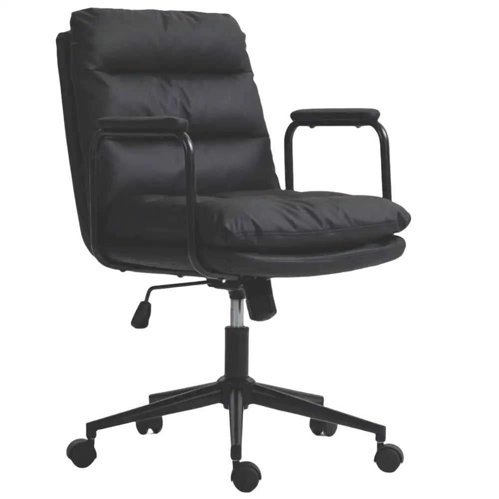 Faux Leather Office Chair -Black - Furniture > Bar Stools & Chairs