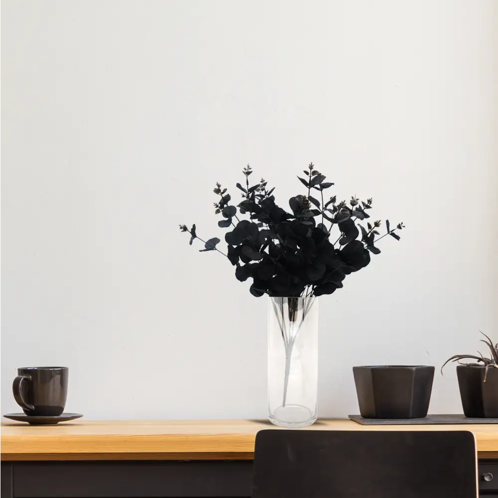 Faux Nordic Black Eucalyptus Leaf Stem - Home & Garden > Decor