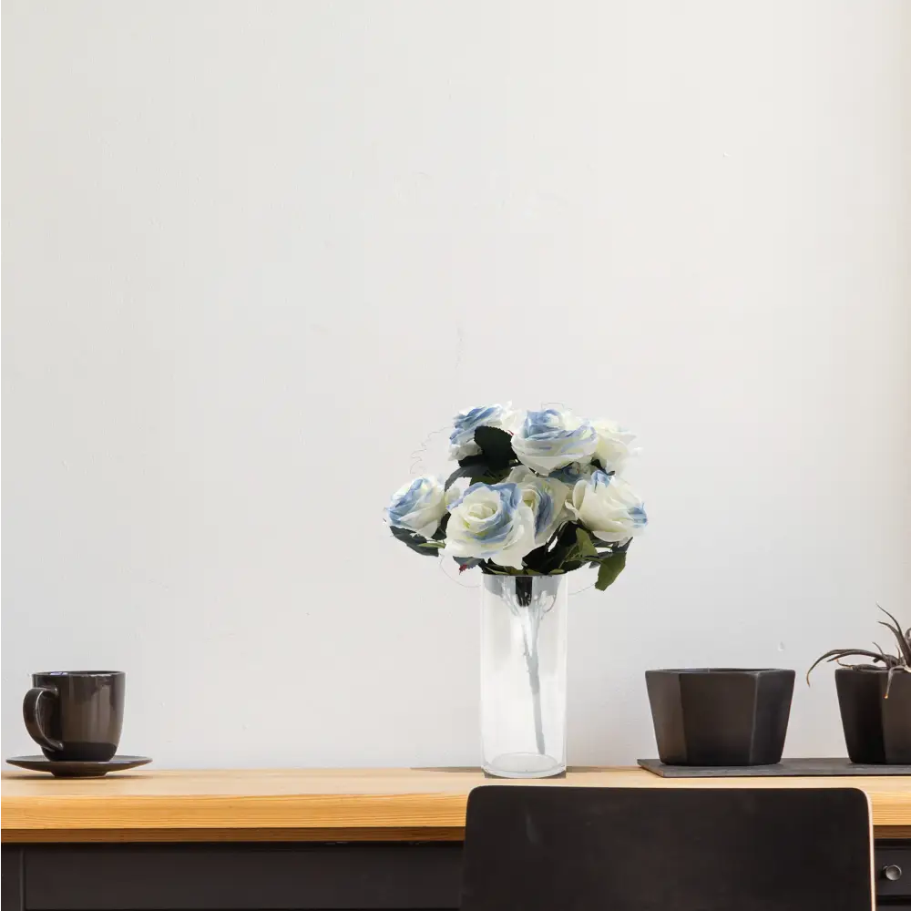 Faux Rose Bouquet Stem blue - Home & Garden > Decor