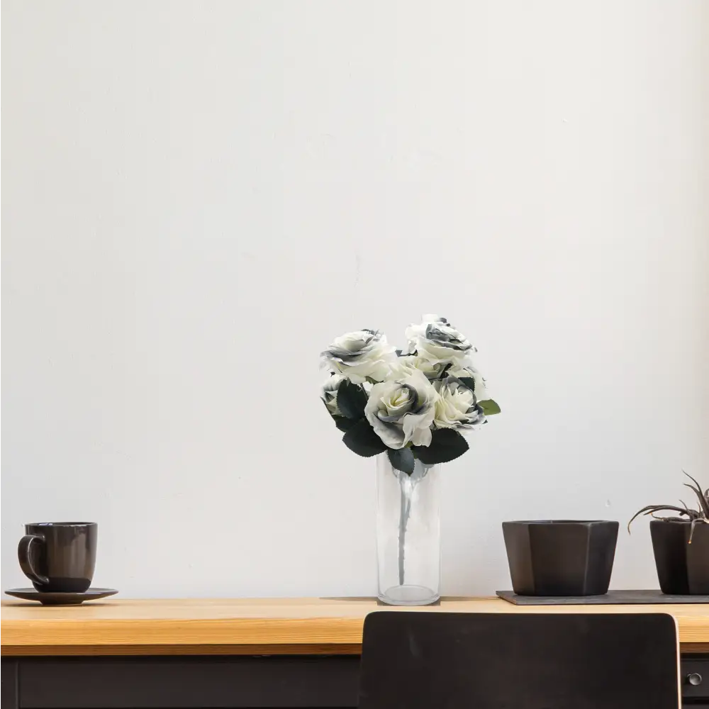 Faux Rose Bouquet Stem grey - Home & Garden > Decor