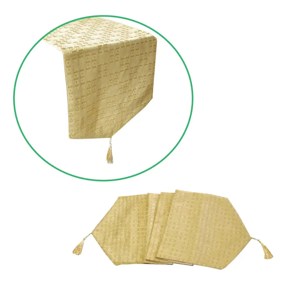 Faux Silk Jacquard Table Runner Gold 32 x 120 cm - Home & Garden > Pool & Accessories > Pool Covers & Accessories