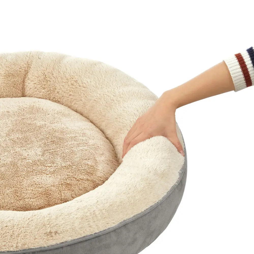 FEANDREA 50cm Dog Sofa Bed Round Shape Fabric Light Grey - Pet Care > Dog Supplies > Dog Beds