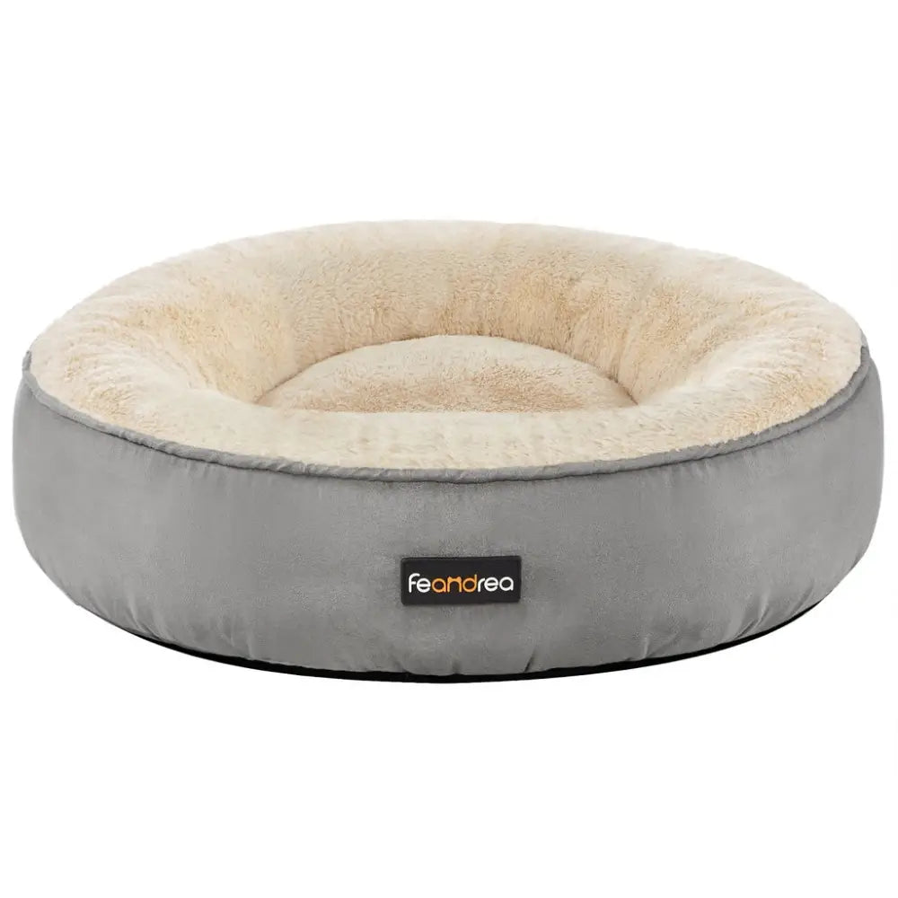 FEANDREA 50cm Dog Sofa Bed Round Shape Fabric Light Grey - Pet Care > Dog Supplies > Dog Beds