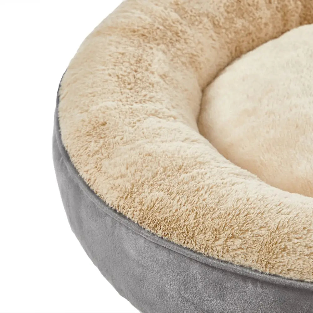 FEANDREA 50cm Dog Sofa Bed Round Shape Fabric Light Grey - Pet Care > Dog Supplies > Dog Beds