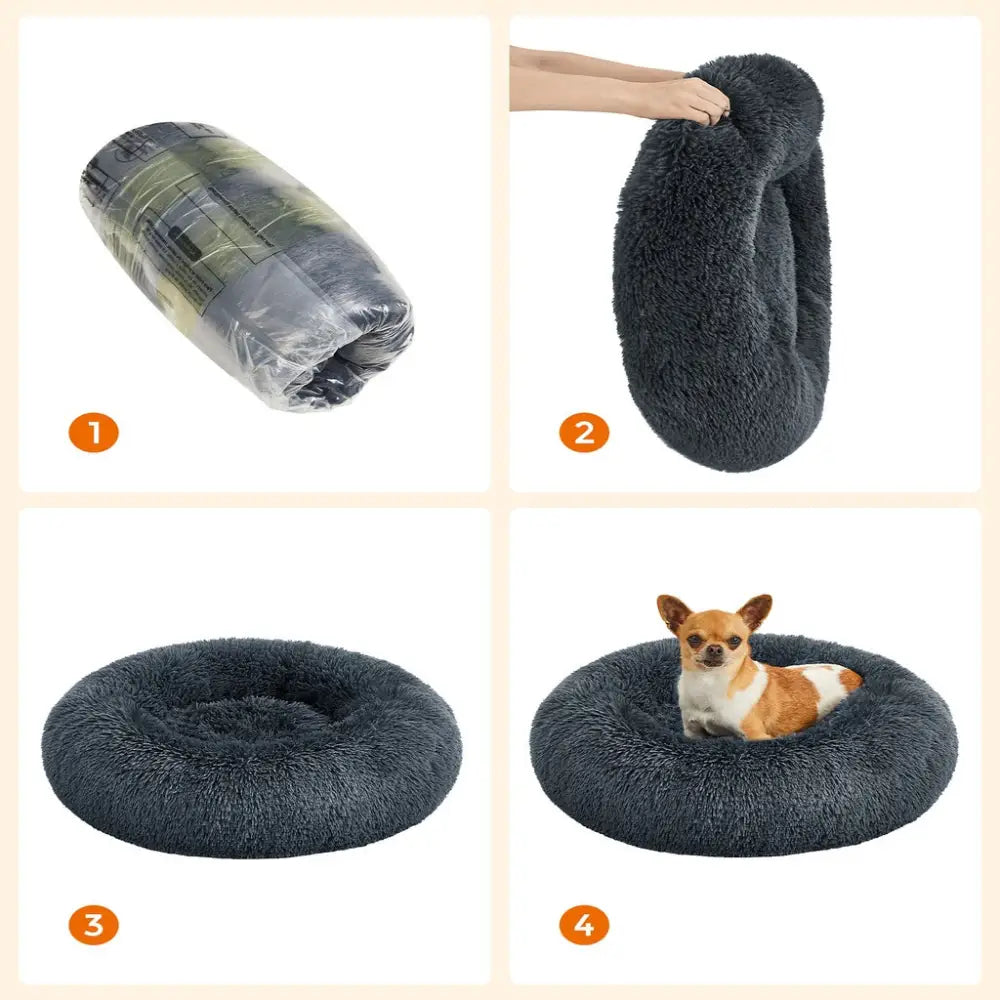 FEANDREA 60cm Dog Bed with Removable Washable Cusion Dark Gray - Pet Care > Dog Supplies > Dog Beds