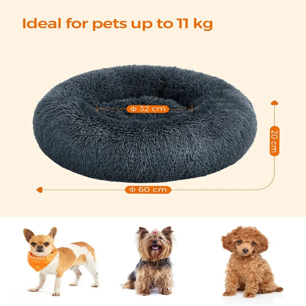 FEANDREA 60cm Dog Bed with Removable Washable Cusion Dark Gray - Pet Care > Dog Supplies > Dog Beds