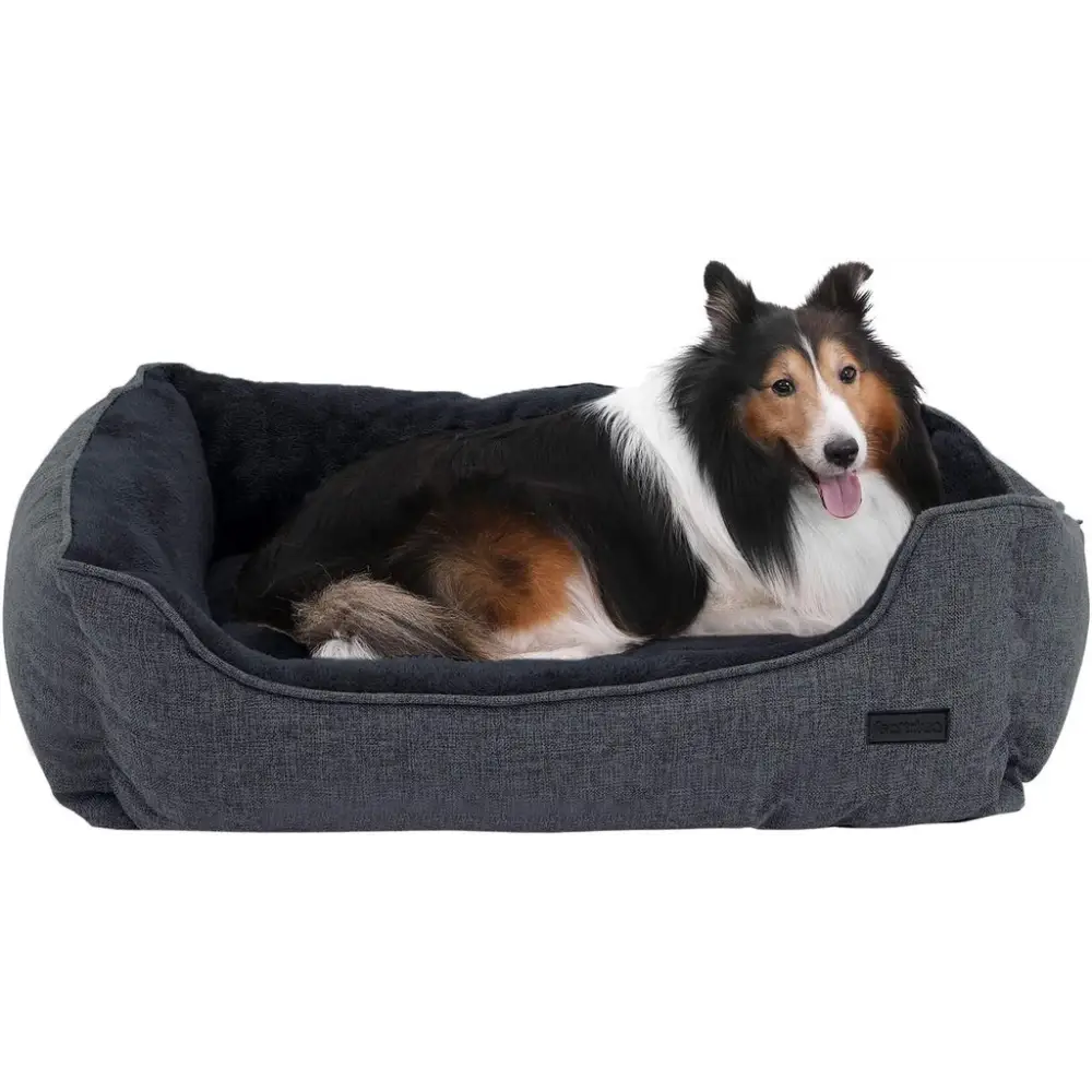 FEANDREA 90cm Dog Sofa Bed with Removable Washable Cover Dark Grey - Pet Care > Dog Supplies > Dog Beds
