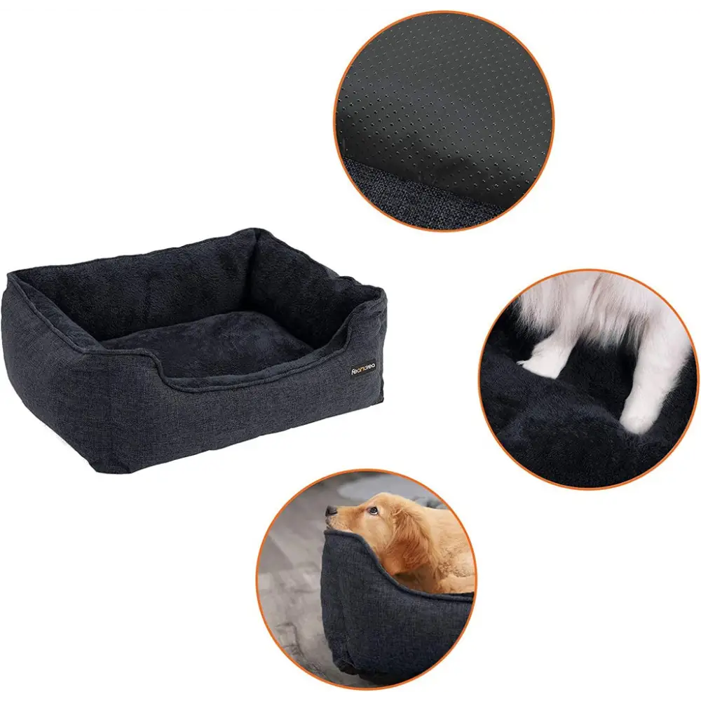 FEANDREA 90cm Dog Sofa Bed with Removable Washable Cover Dark Grey - Pet Care > Dog Supplies > Dog Beds